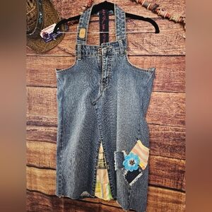 HANDMADE ☆ UPCYCLED "ONE KIND DENIM" WEARABLE ART ~ HALTER MINI DRESS! ❤️